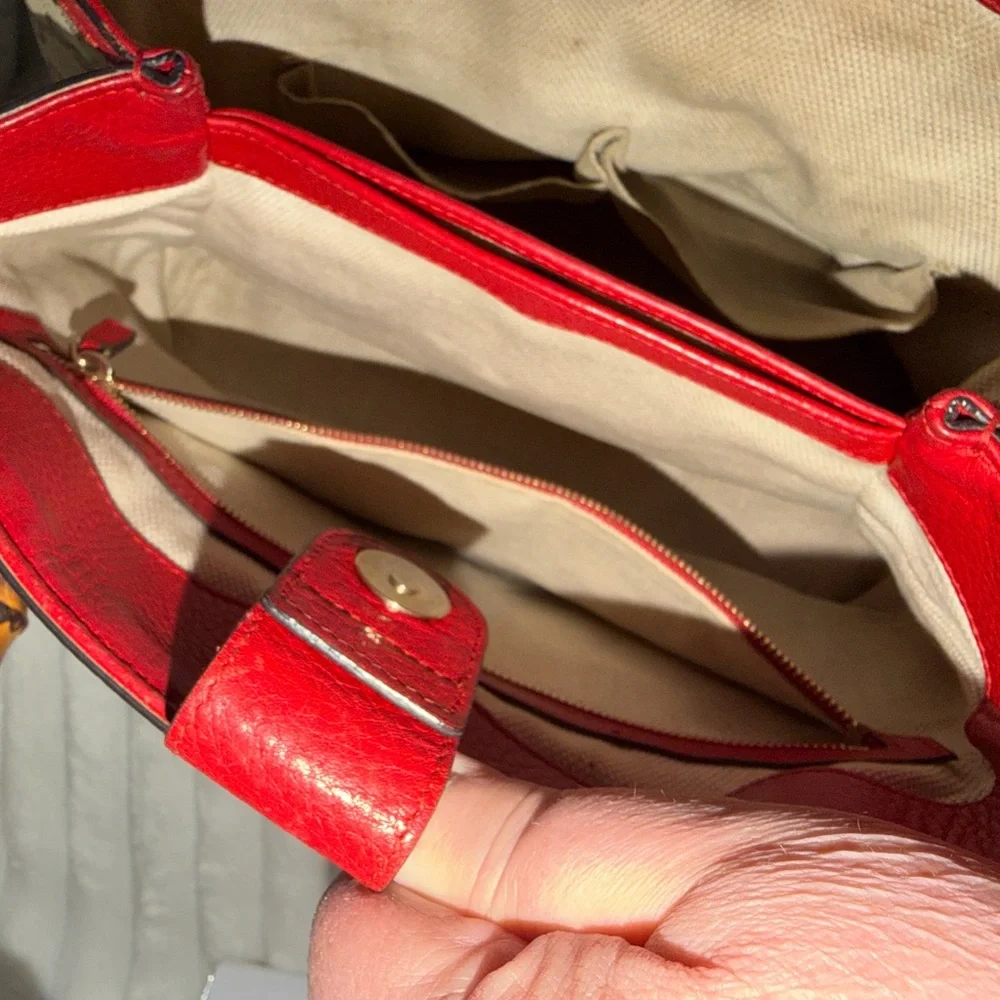 2014 Gucci GG Canvas Diana Bamboo Top Handle Tote